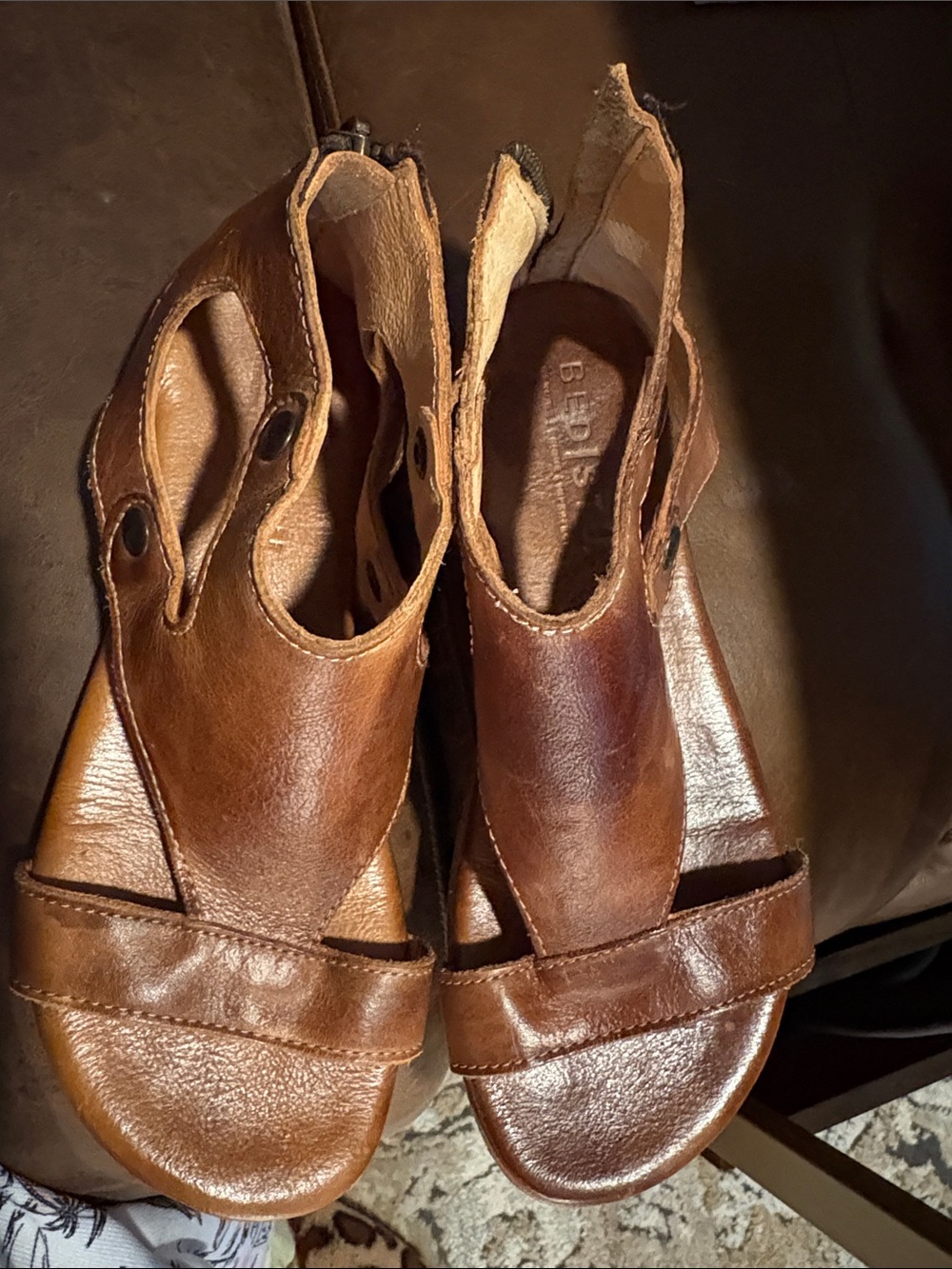 Bed Stu Brown Leather Open-Toe Women's Sandals